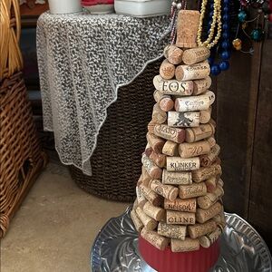 Handcrafted Vintage Wine Cork Tree 14” T